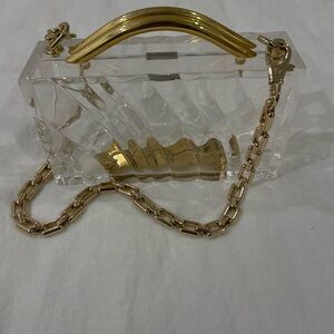 L’Afshar Acrylic Clutch with Chain